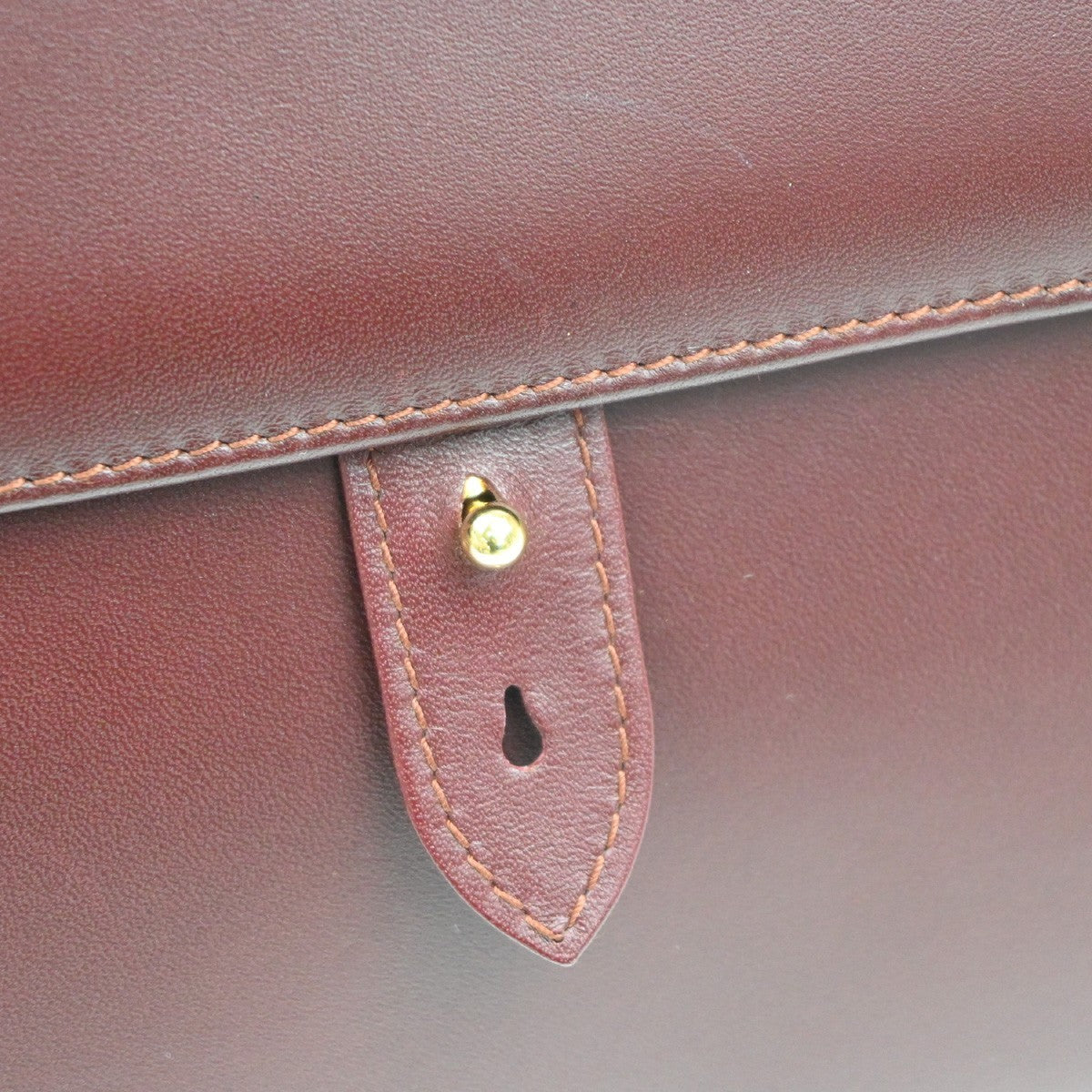 CARTIER Logo Must Line Clutch Hand Bag Leather Red Burgundy GHW 09MA544