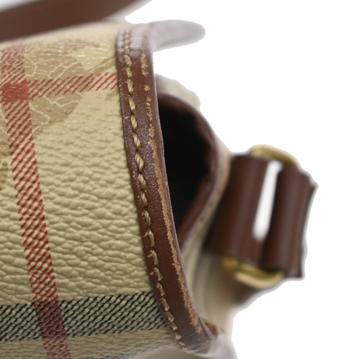 BURBERRY Nova Check Pattern Shoulder Bag PVC Leather Beige Italy GHW 35RL999