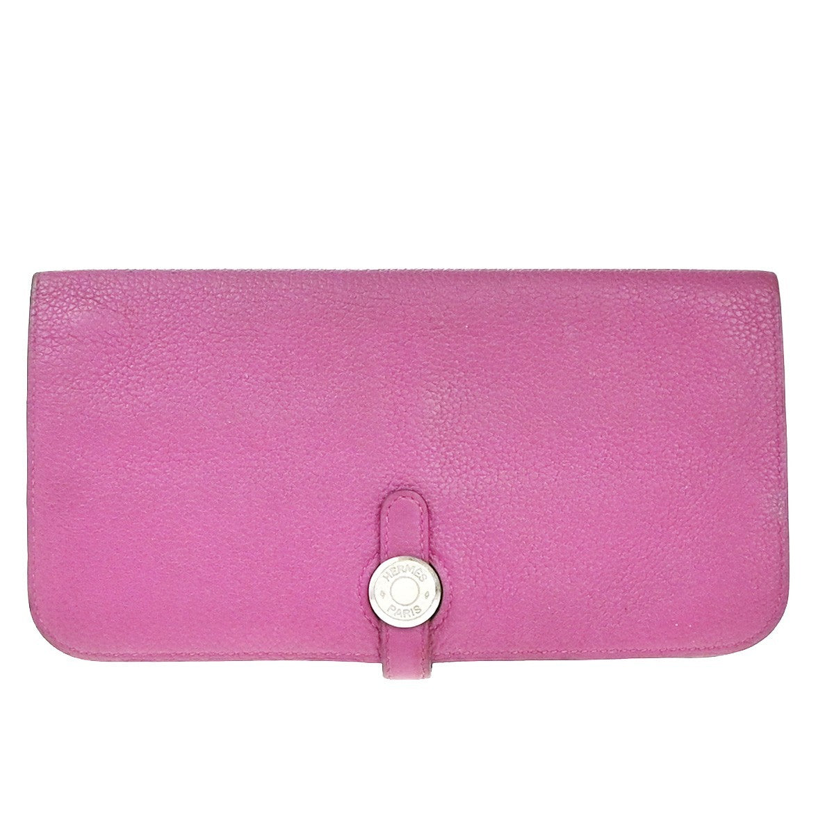 HERMES Logos Dogon GM Long Bifold Wallet Togo Leather Pink SHW 35RP163