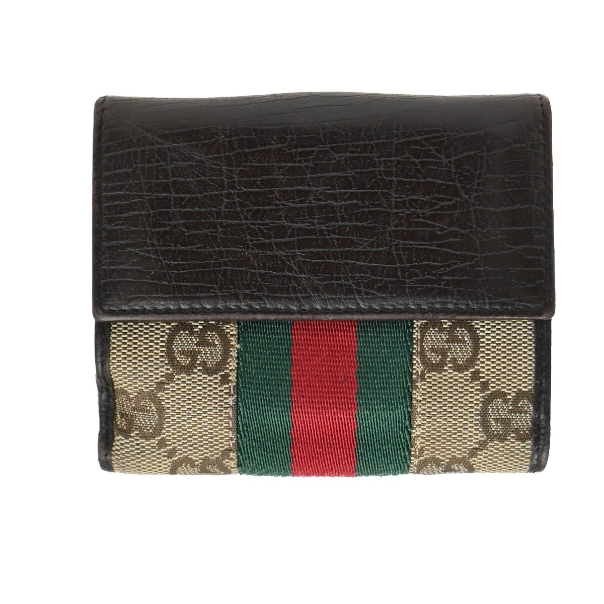 GUCCI Jackie GG Pattern Sherry Line Bifold Wallet Canvas Leather BE BN 07KC936