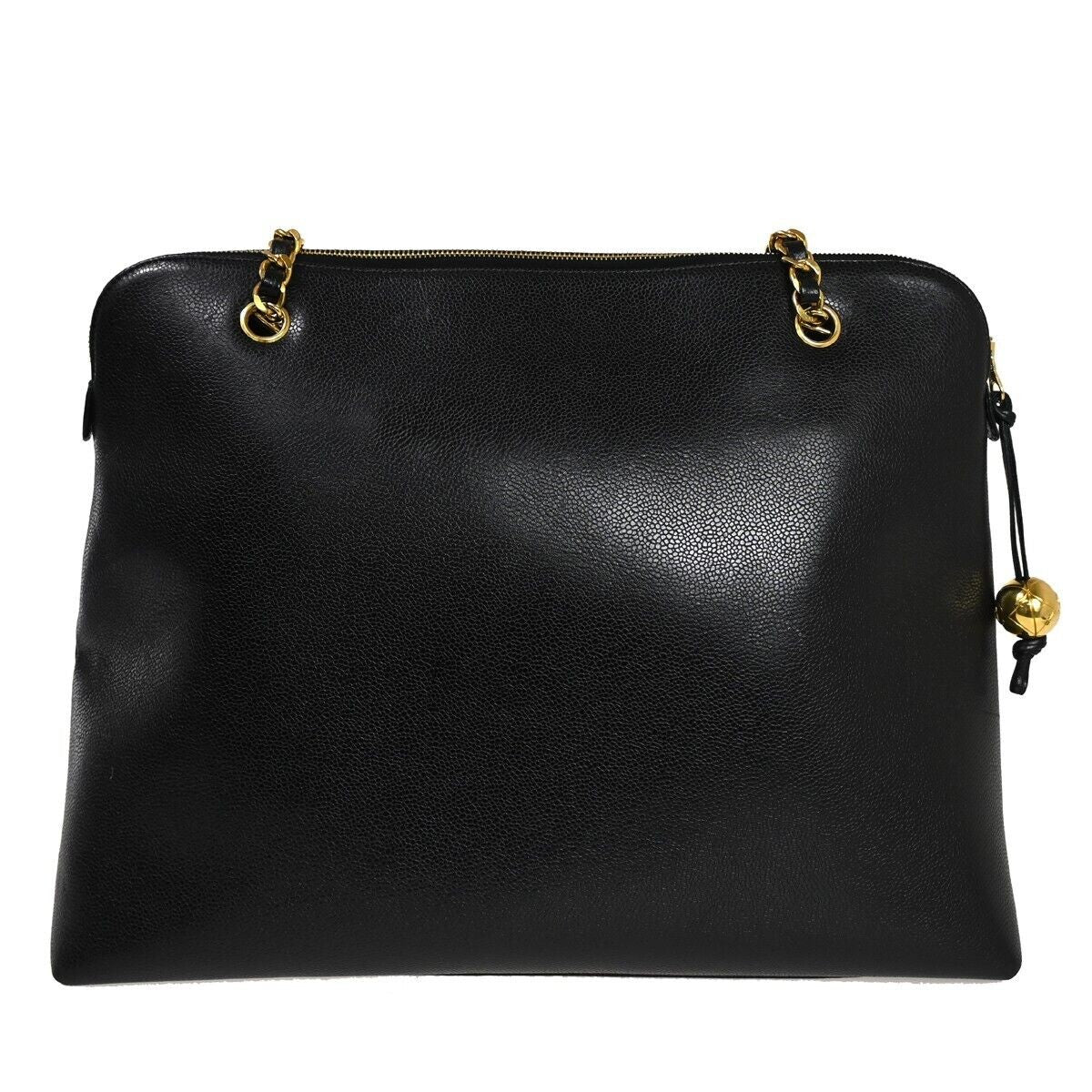 CHANEL CC Logo Chain Shoulder Bag Grained Calfskin Leather BK GHW VTG 342RH892