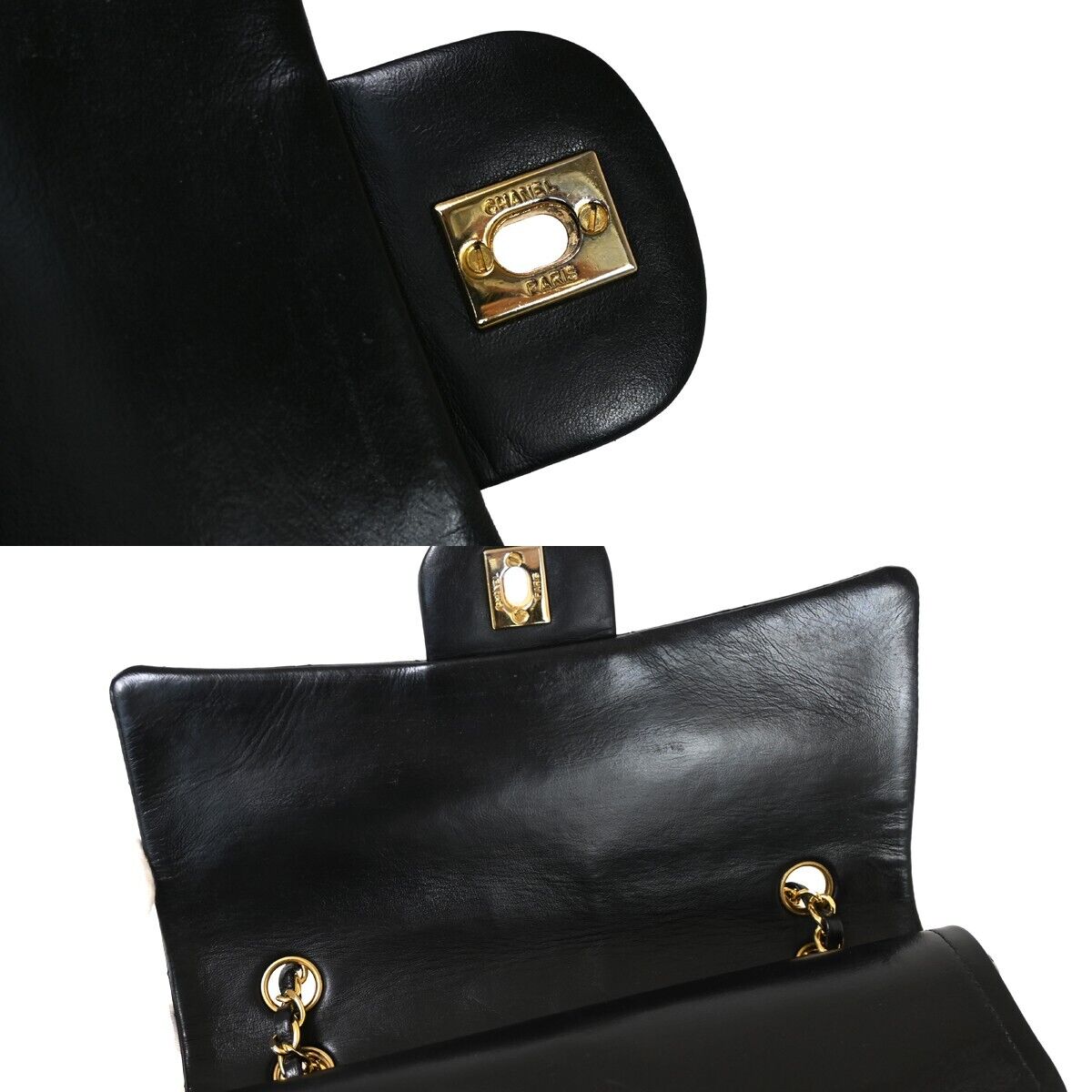 CHANEL CC Matelasse 25 Chain Shoulder Bag Leather Black GHW Vintage 343RH834
