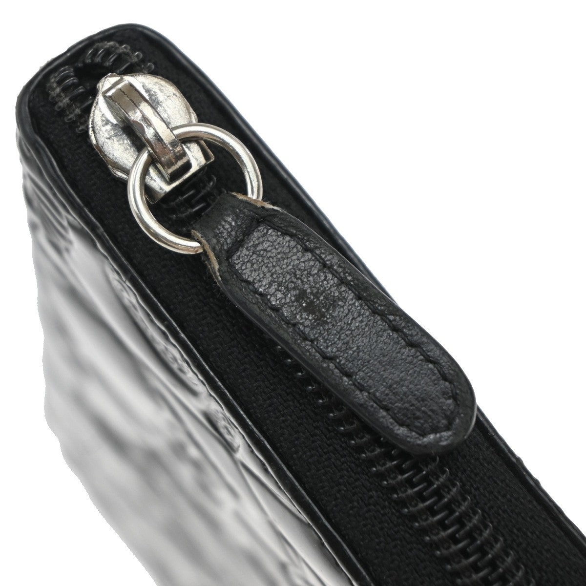 CHANEL CC Icon Matelasse Zipper Around Long Wallet Patent Leather Black 86RF619