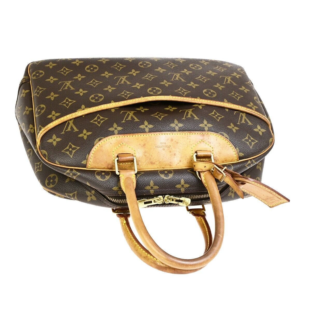 LOUIS VUITTON LV Logo Deauville Hand Bag Monogram Leather Brown M47270 34FB199