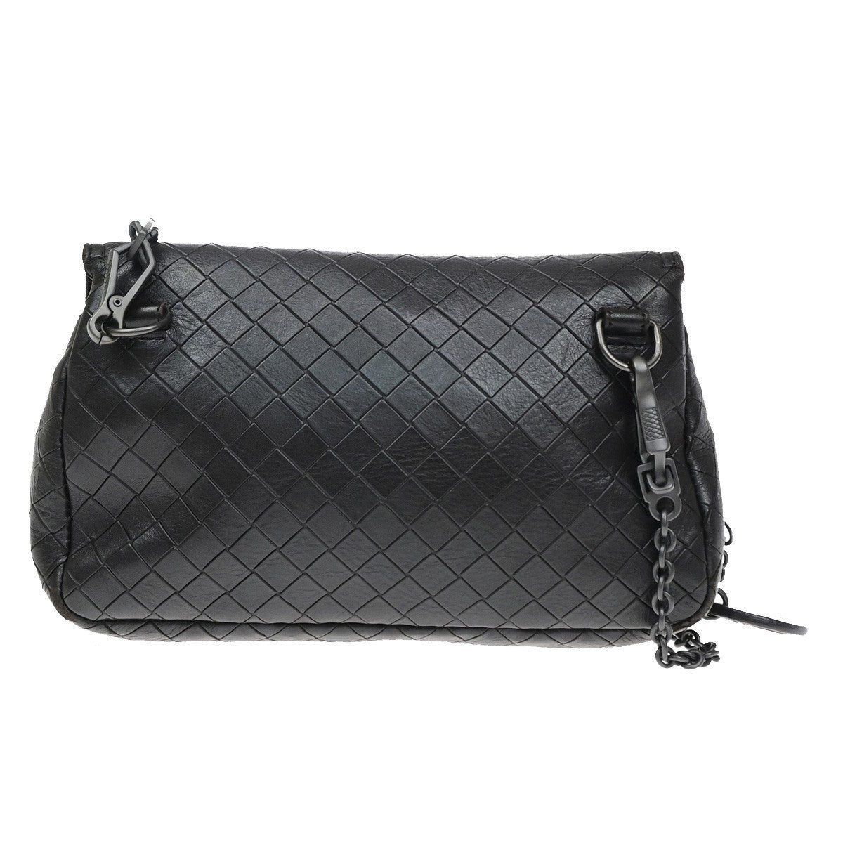 BOTTEGA VENETA Logo Intrecciato Chain Wallet Leather Brown 88CB069