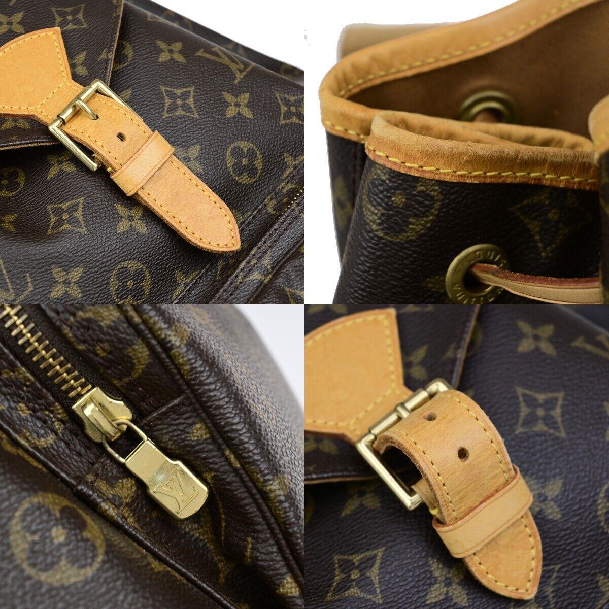 LOUIS VUITTON Montsouris GM Backpack Bag Monogram Leather Brown M51135 75EB722