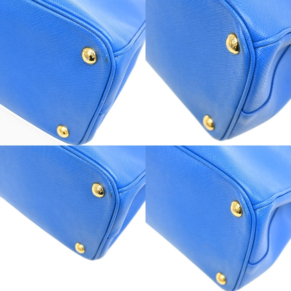 PRADA MILANO Logo Double Zip Tote Bag Saffiano Leather Blue GHW Italy 12CA241