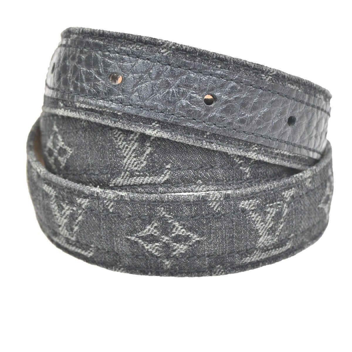 LOUIS VUITTON Ceinture Belt  90/36 Monogram Denim Leather  Black France 89AA201