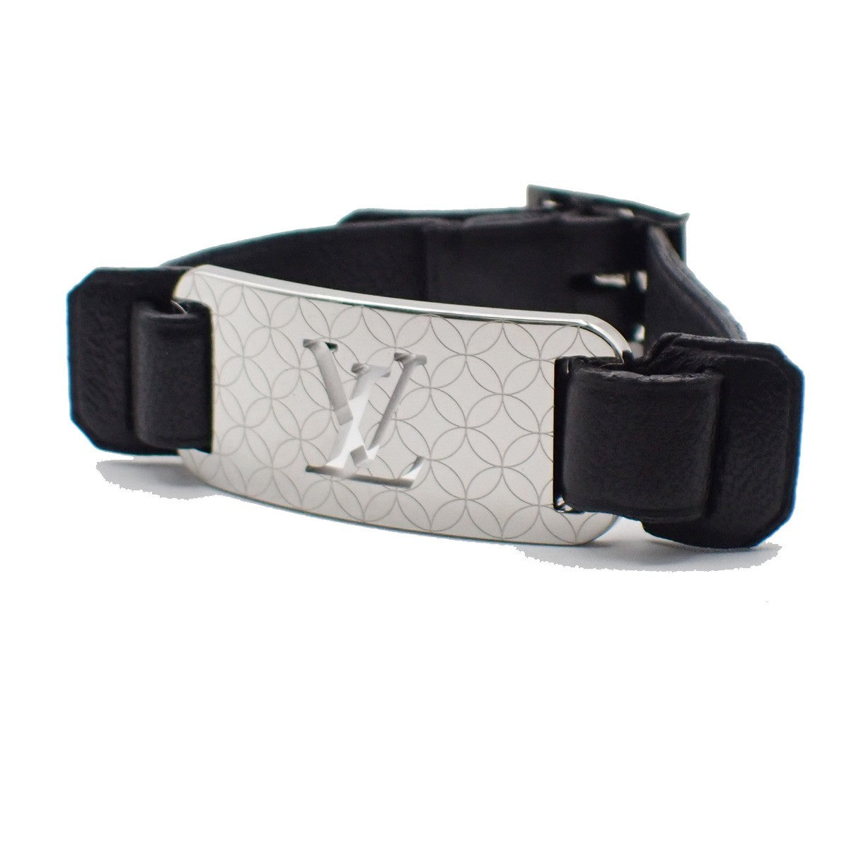 LOUIS VUITTON Champs Elysees Bracelet Leather Black Silver M65458 02KP066