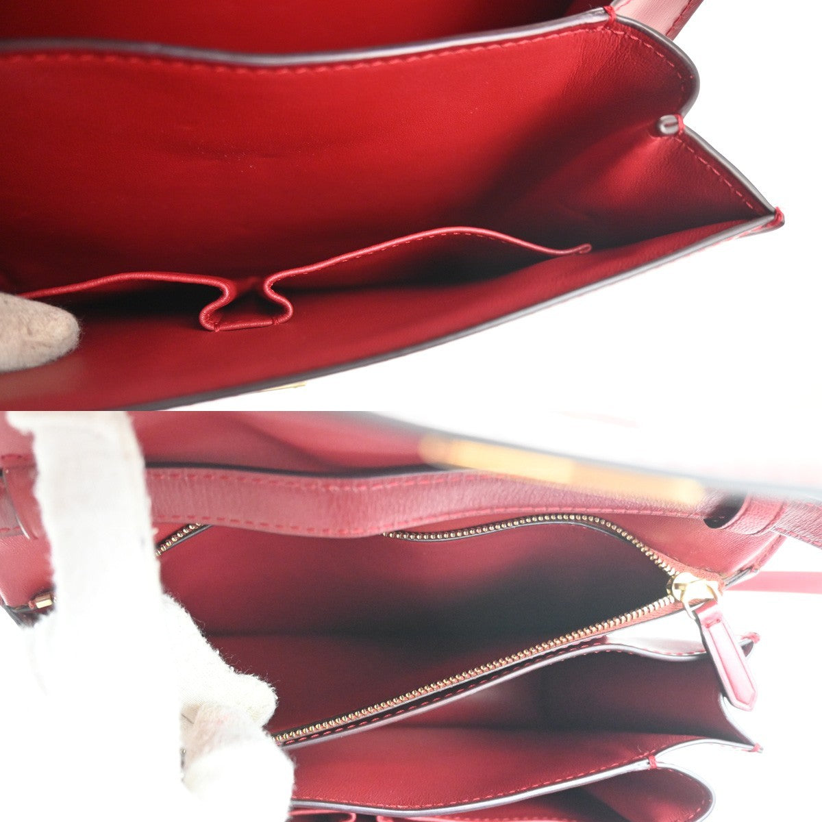 CELINE Logo Classic Box Flap Shoulder Bag Leather Red GHW Italy 92MA438