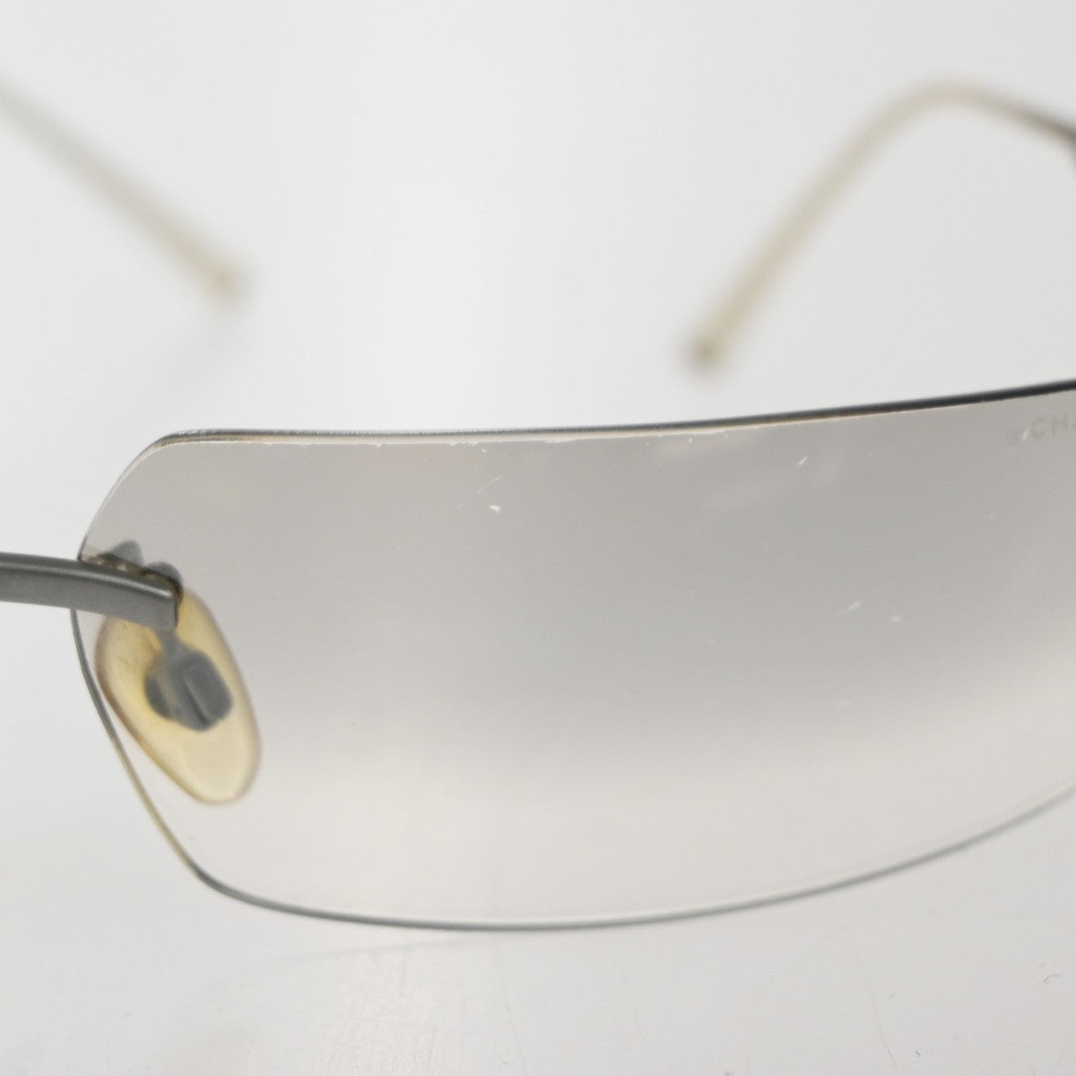 CHANEL CC Logo Rhine Stone Sunglasses Eye Were Plastic Metal Silver 63RL856