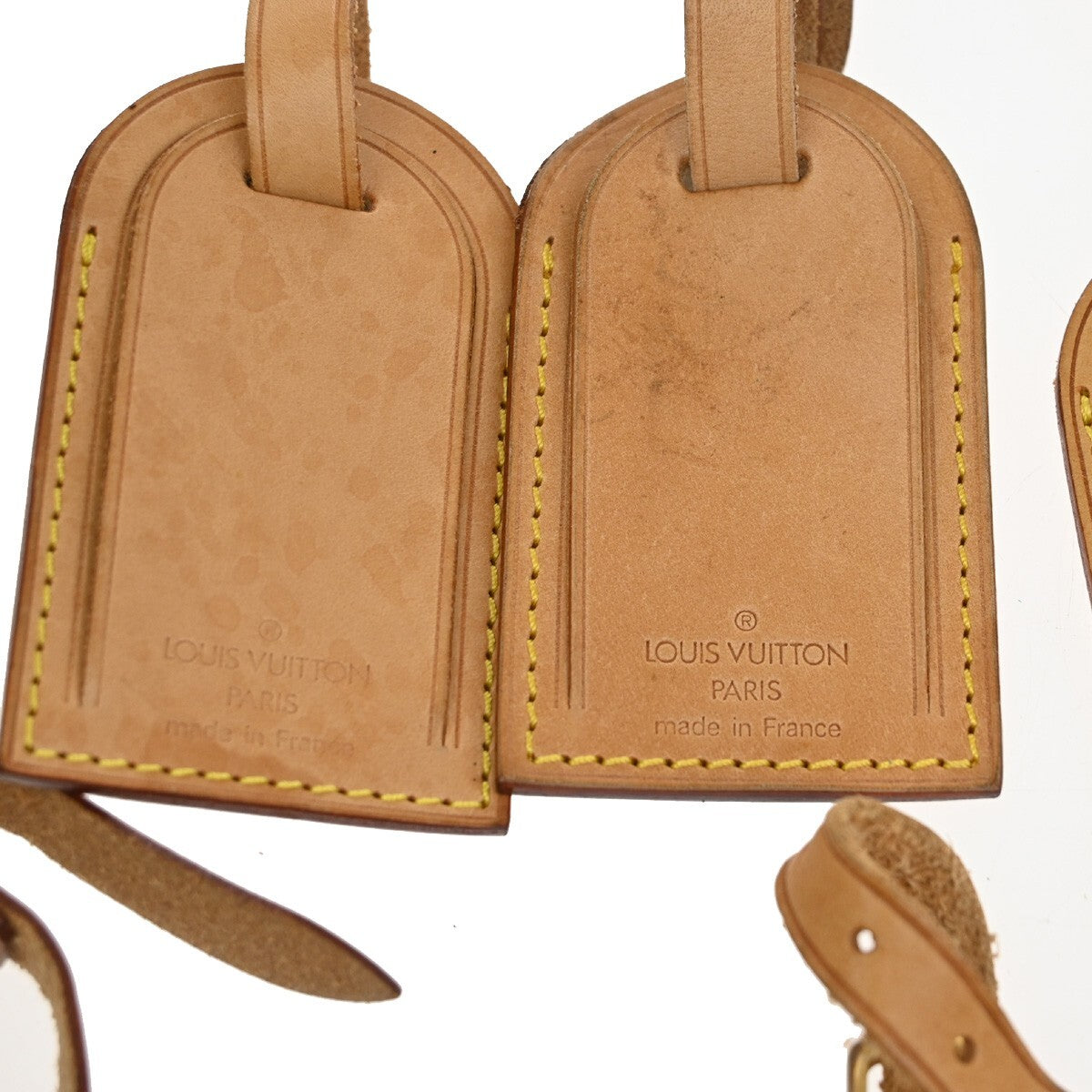 LOUIS VUITTON Logo 20 Set Name Luggage Tag Leather Brown Bag Accessory 04EE328