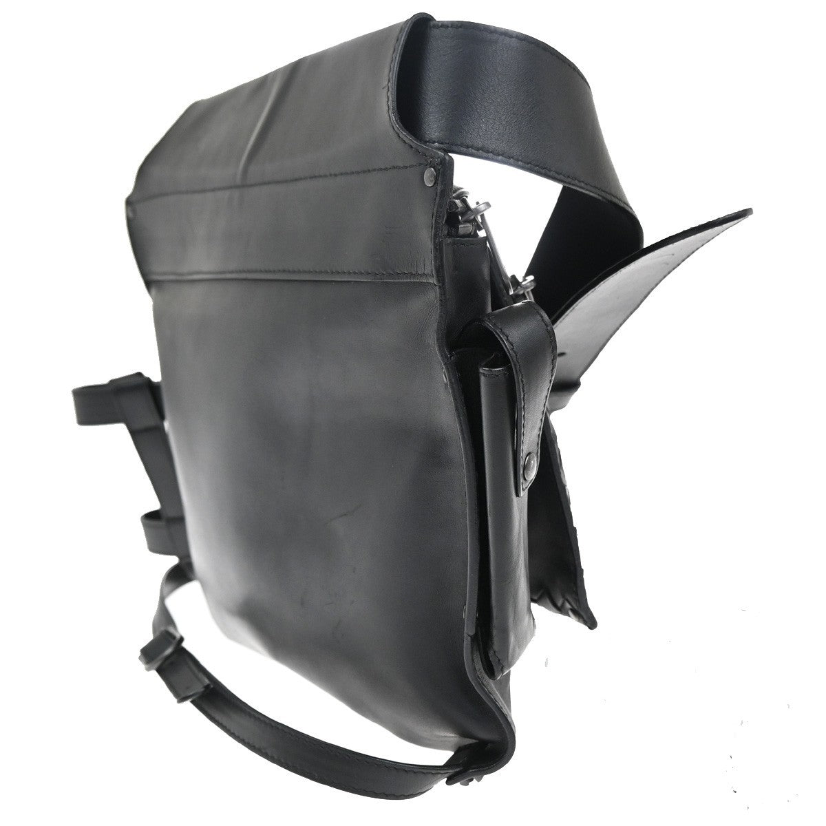 BOTTEGA VENETA Logo Intrecciato Body Bum Bag Leather Black Italy 12RL727