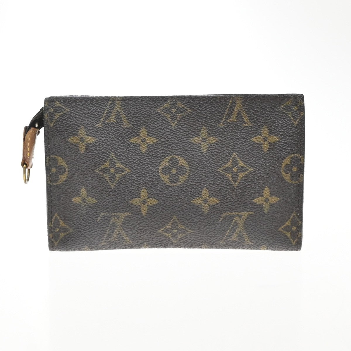 LOUIS VUITTON LV Logo Bucket PM Pouch Bag Monogram Leather Brown Gold 04EF782