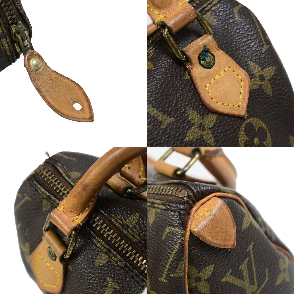 LOUIS VUITTON Mini Speedy Hand Bag Monogram Leather Brown France M41534 70EC596