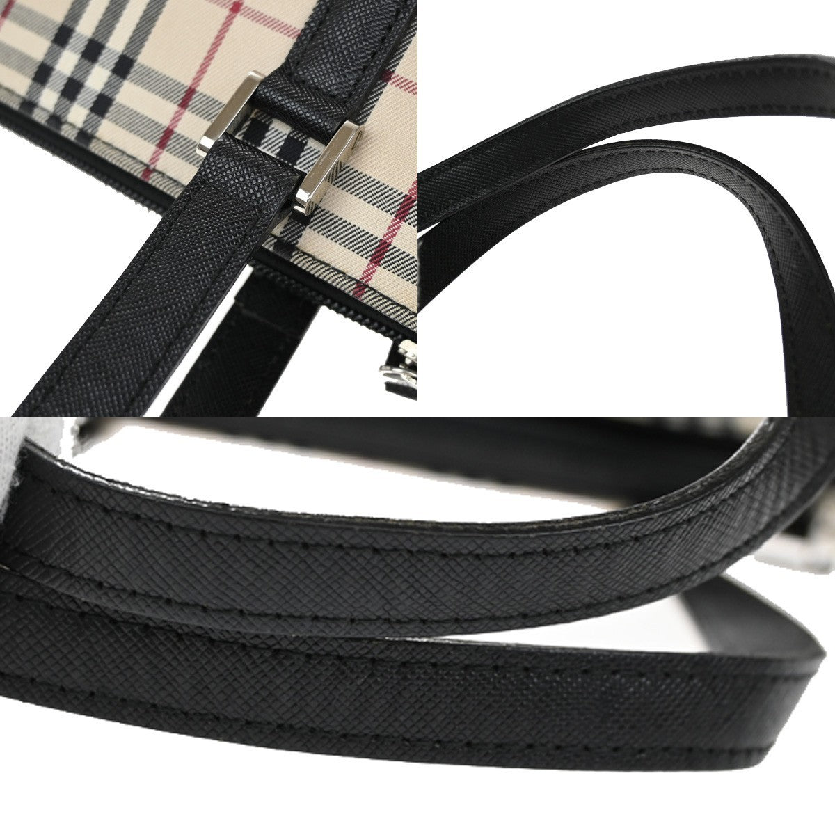 BURBERRY Logo Nova Check Shoulder Tote Bag Canvas Leather Beige Black 83RL399