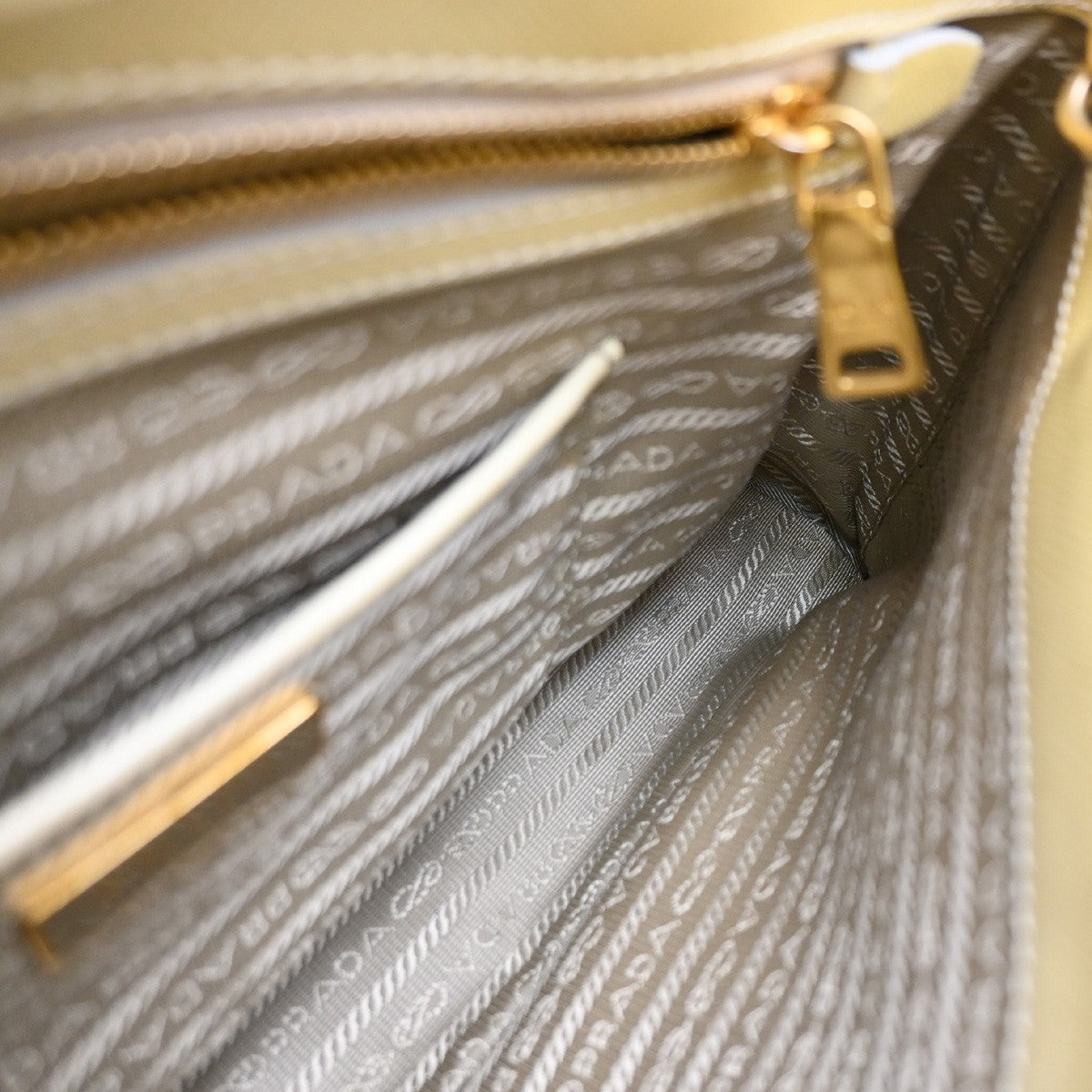 PRADA MILANO 2Way Shoulder Hand Bag Promenade Saffiano Leather Yellow 76EG323