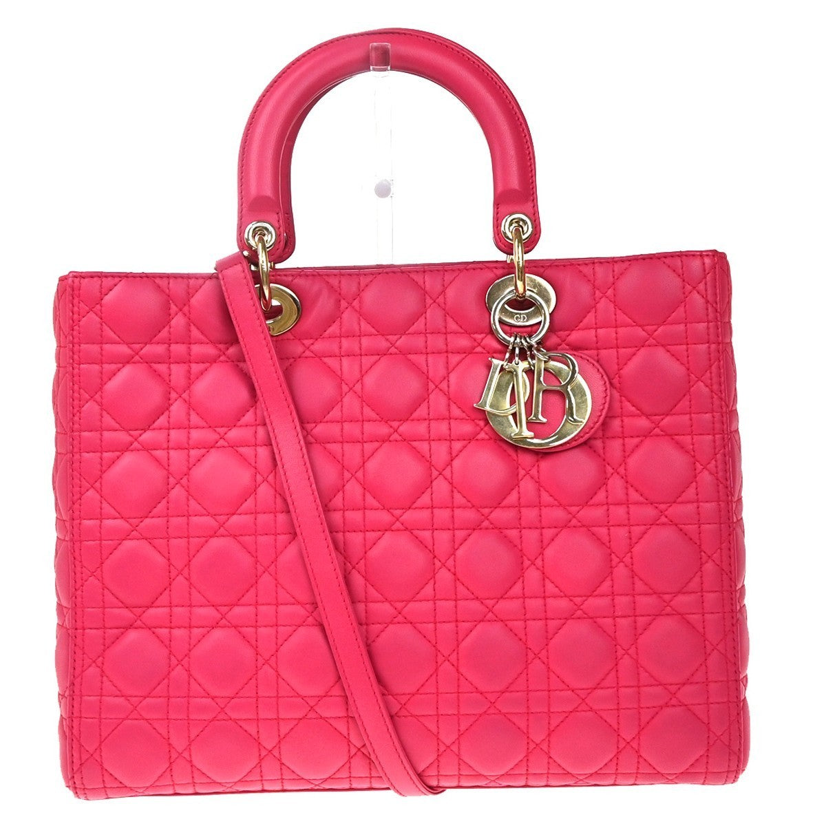 CHRISTIAN DIOR Lady Cannage 2Way Shoulder Hand Bag Leather Pink GHW 618RP028