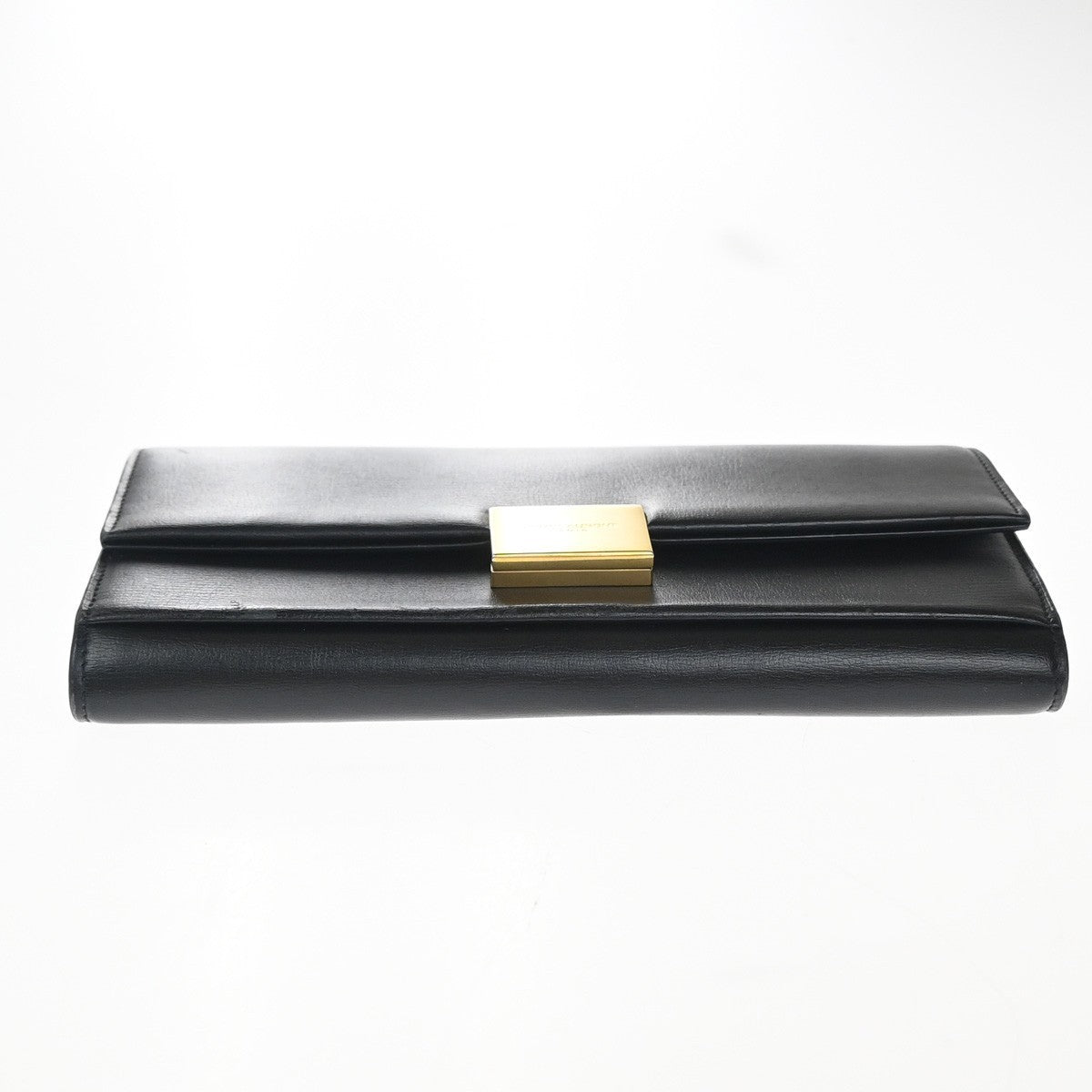 SAINT LAURENT YSL Logo Bifold Long Wallet Leather Black GHW Italy 68KP489