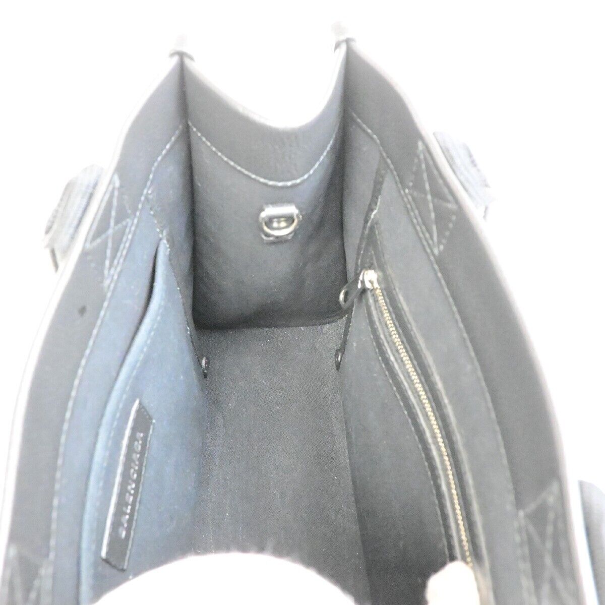 BALENCIAGA Logo Hardware Small Tote Bag Hand Bag Leather Black Italy 18EE102