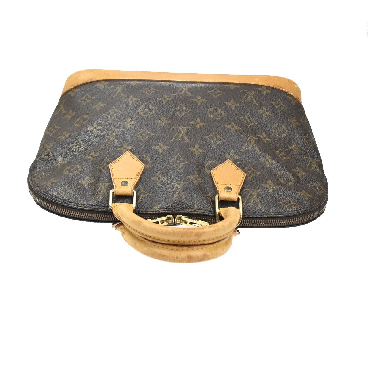 LOUIS VUITTON LV Logo Alma Hand Bag Monogram Leather Brown France M51130 88SA110