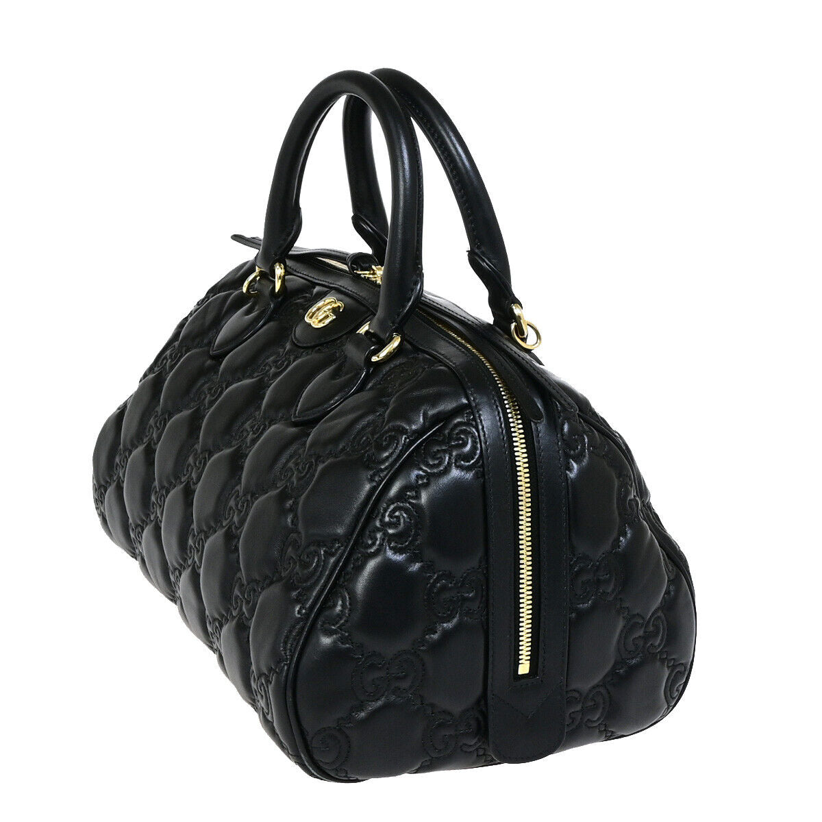 GUCCI Logo GG Matelasse 2Way Travel Shoulder Hand Bag Leather Black GHW 332RK358