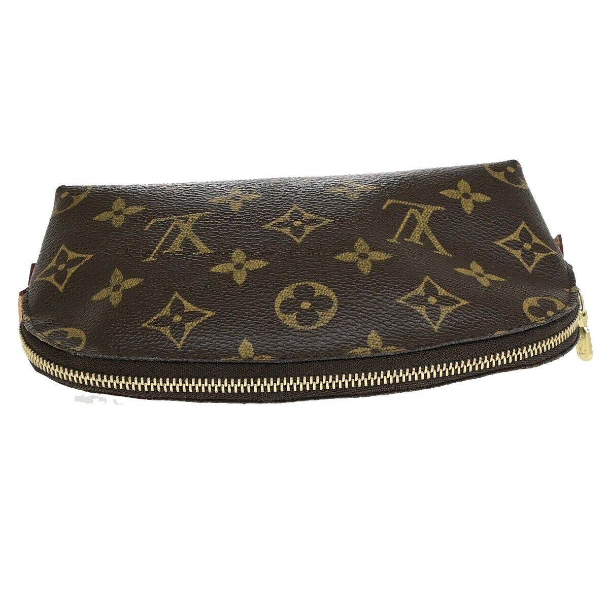 LOUIS VUITTON Pochette Cosmetic Pouch Monogram Leather Brown BN M47515 76EB750