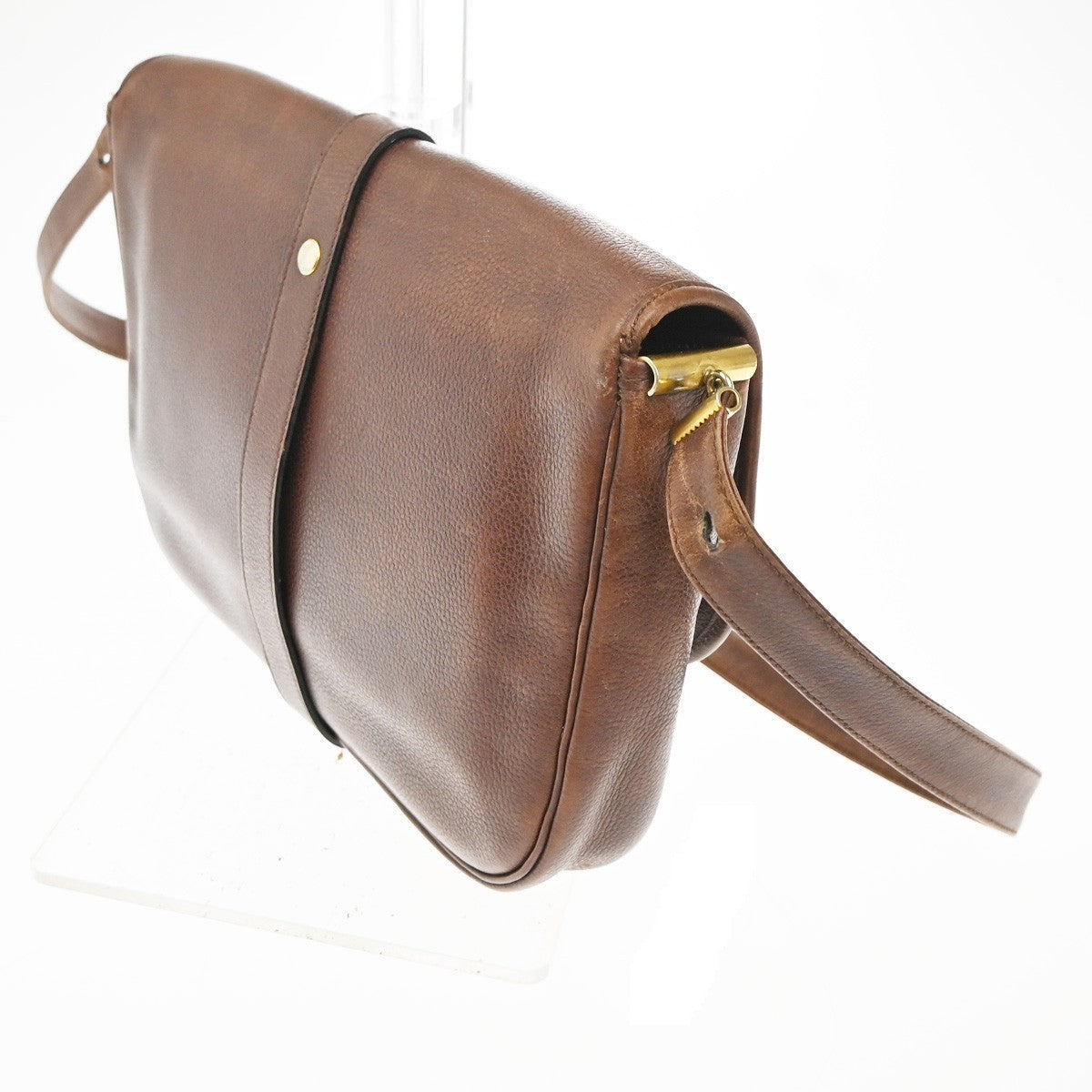 CHRISTIAN DIOR Crossbody Shoulder Bag Leather Brown GHW France 05KC538