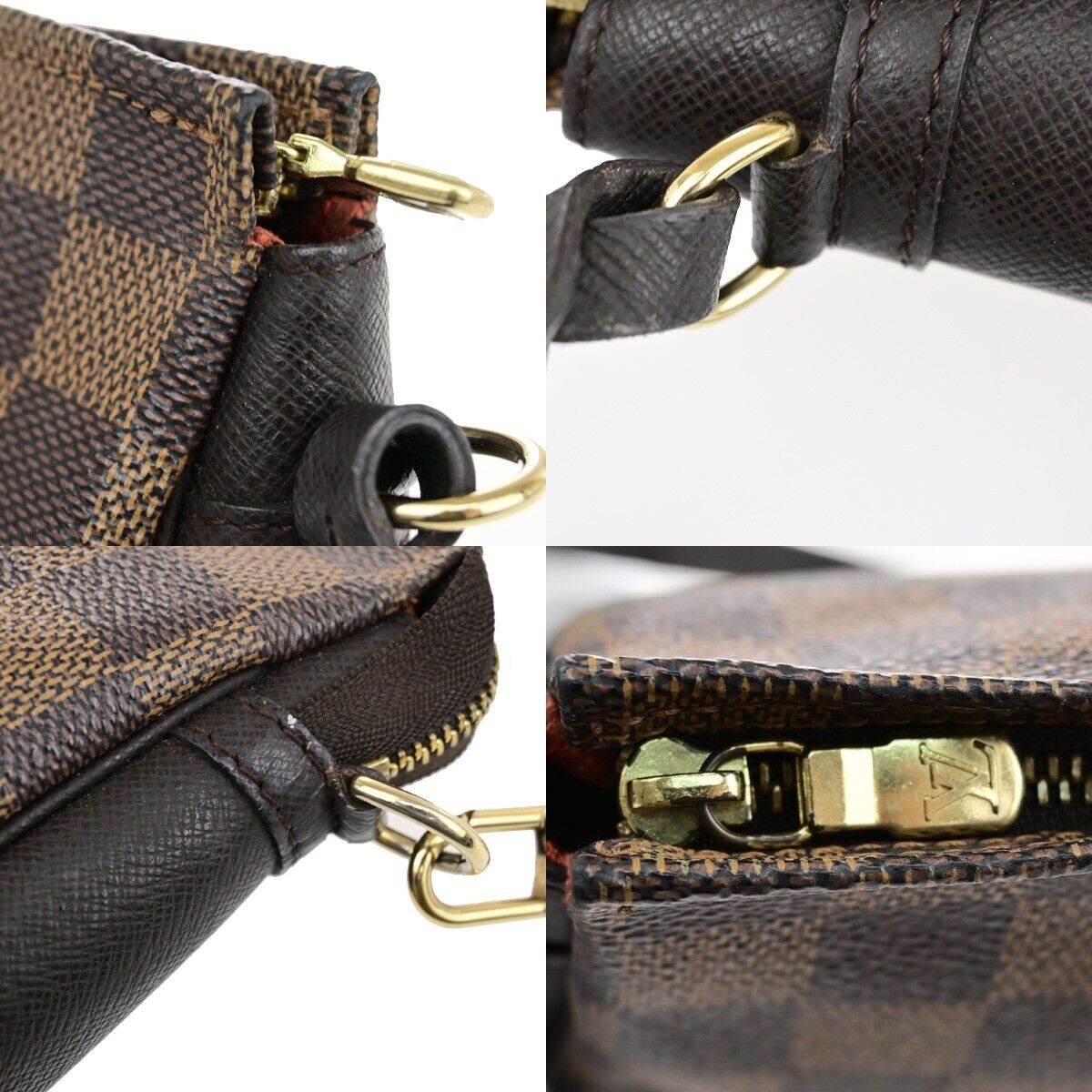 LOUIS VUITTON  Trousse Makeup Hand Bag Damier Ebene Leather Brown N51982 78SJ160