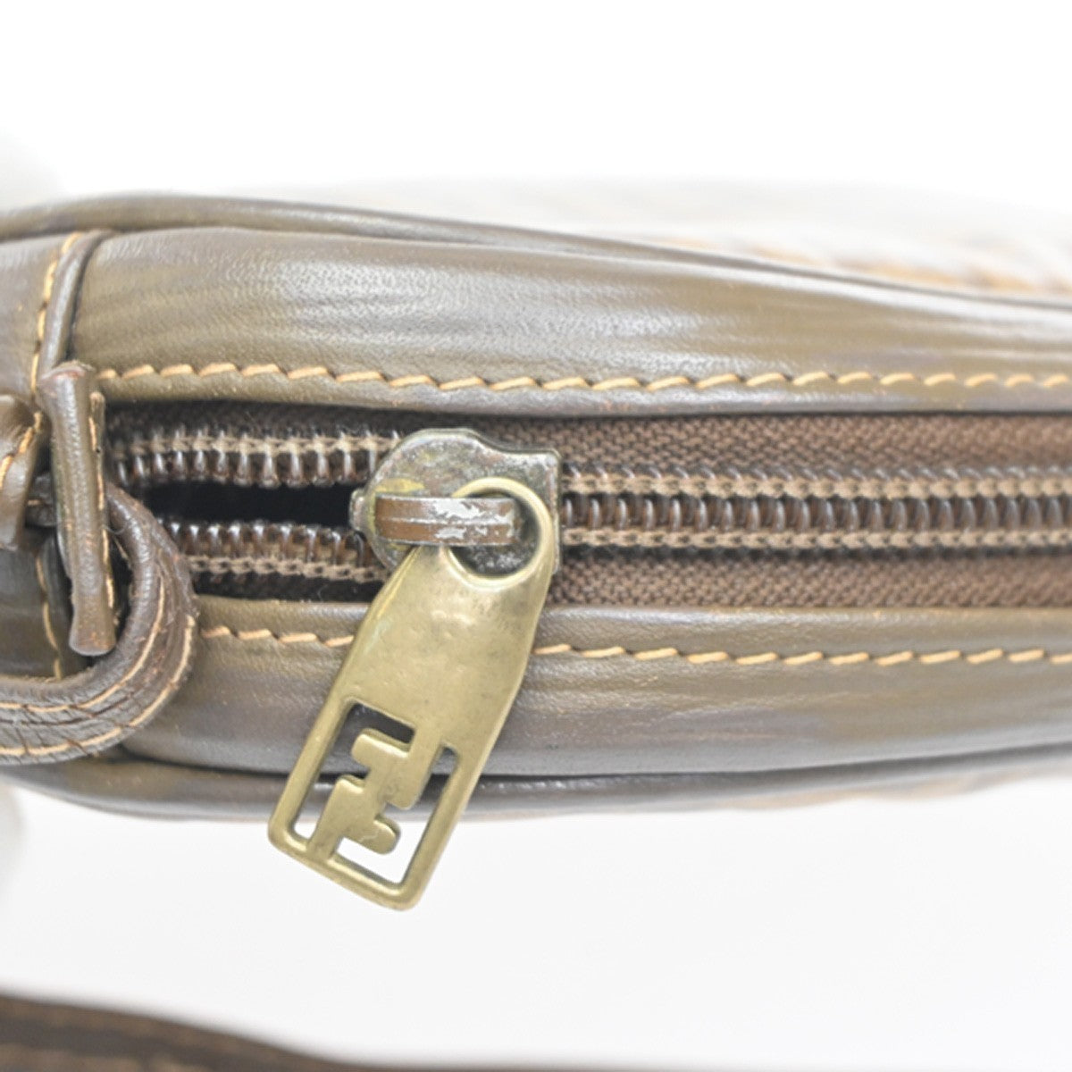 FENDI Logo Zucchino Pattern Mini Shoulder Bag PVC Leather Brown 62KC409