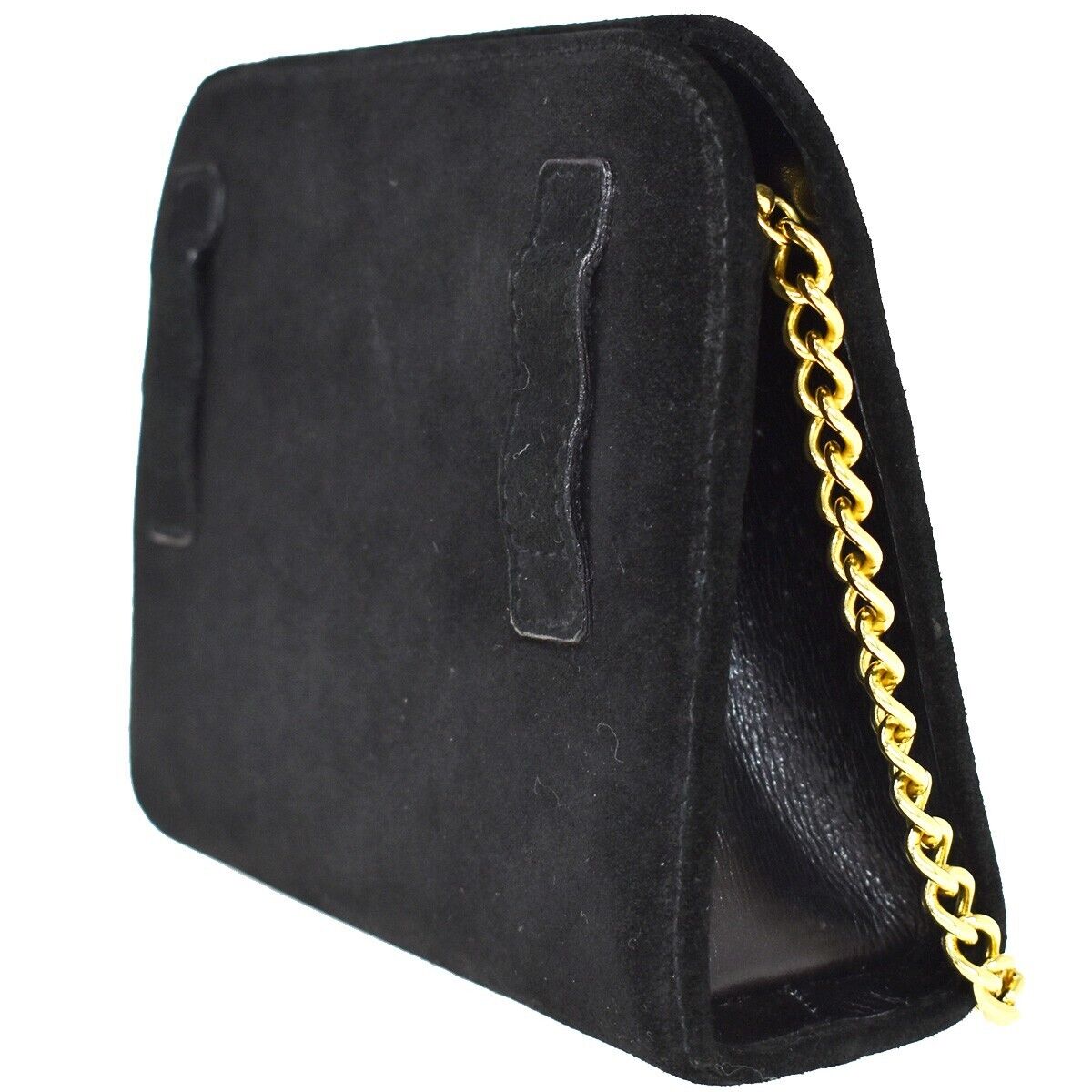 SALVATORE FERRAGAMO 2Way Chain Gancini Shoulder Bum Bag Suede Leather BK 65RC966