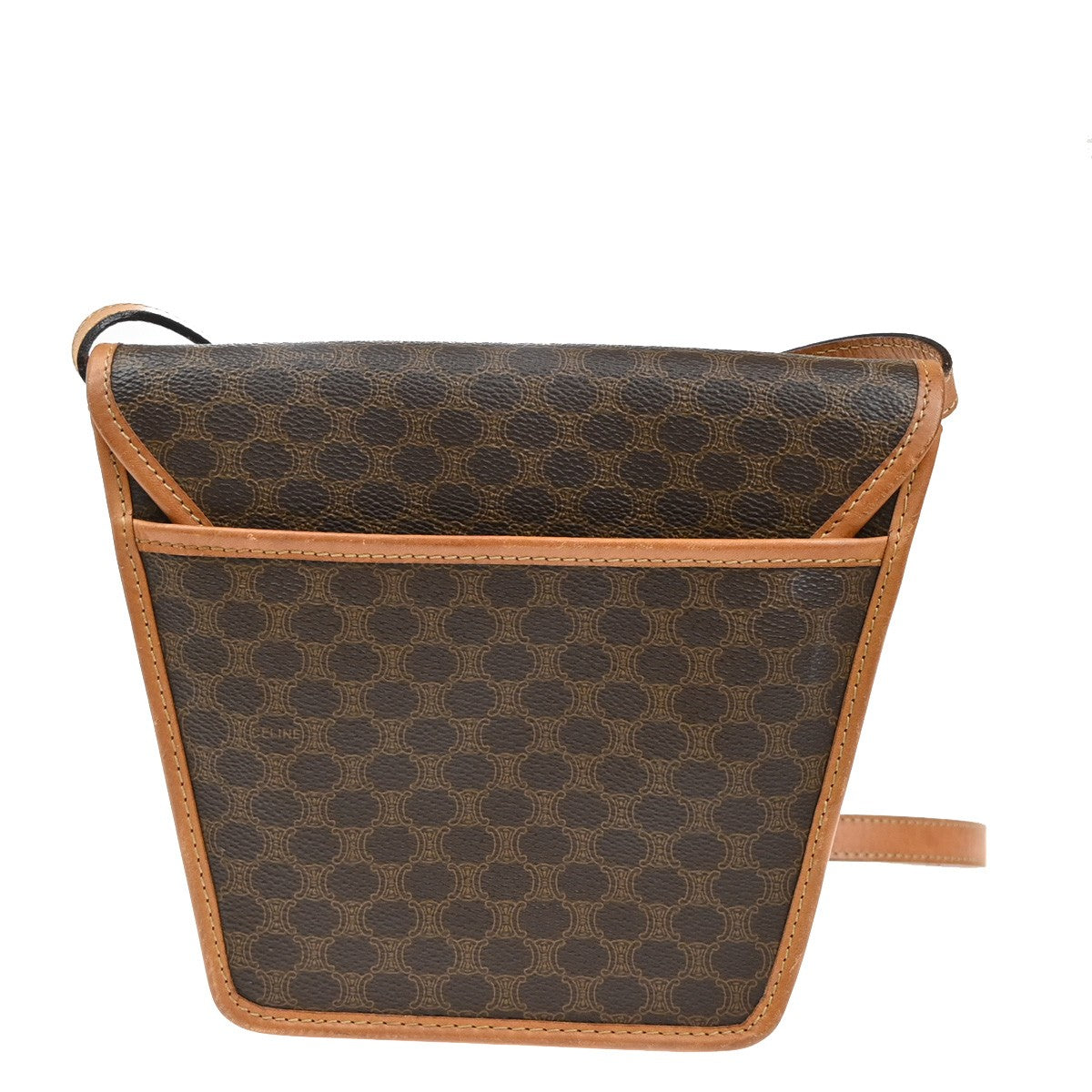 CELINE Logo Macadam Pattern Shoulder Bag PVC Leather Brown GHW Italy 36YH758