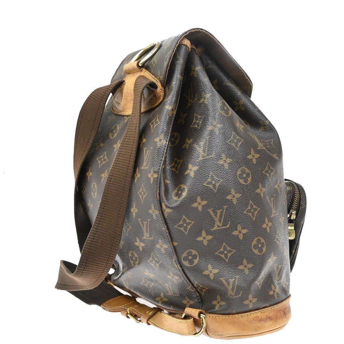 LOUIS VUITTON Montsouris GM Backpack Bag Monogram Leather Brown M51135 88CA069