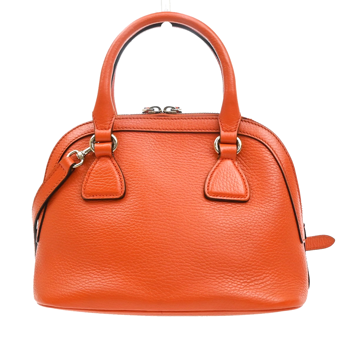 GUCCI Interlocking G 2Way Shoulder Hand Bag Leather Orange GHW Italy 87YJ199