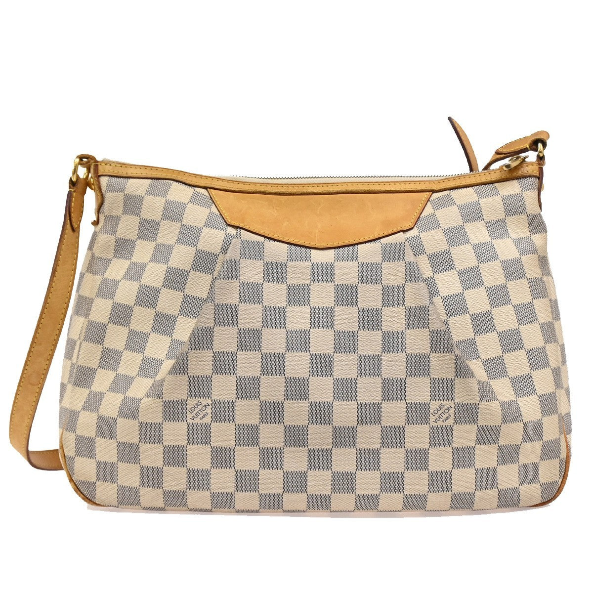 LOUIS VUITTON Siracusa MM Shoulder Bag Damier Azur Leather White N41112 77DA086