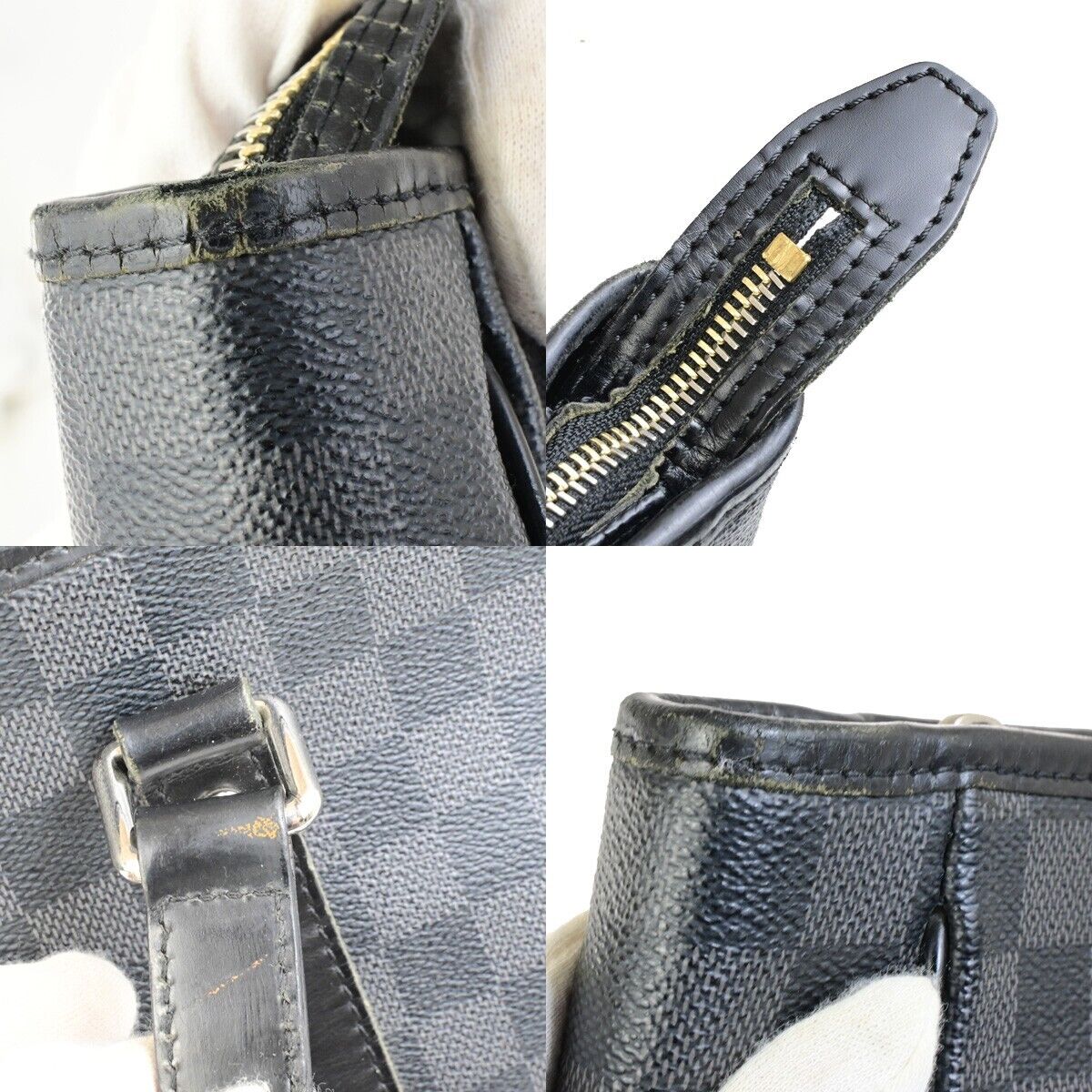 LOUIS VUITTON Tadao 2Way Shoulder Hand Bag Damier Graphite BK N51192 10ED499