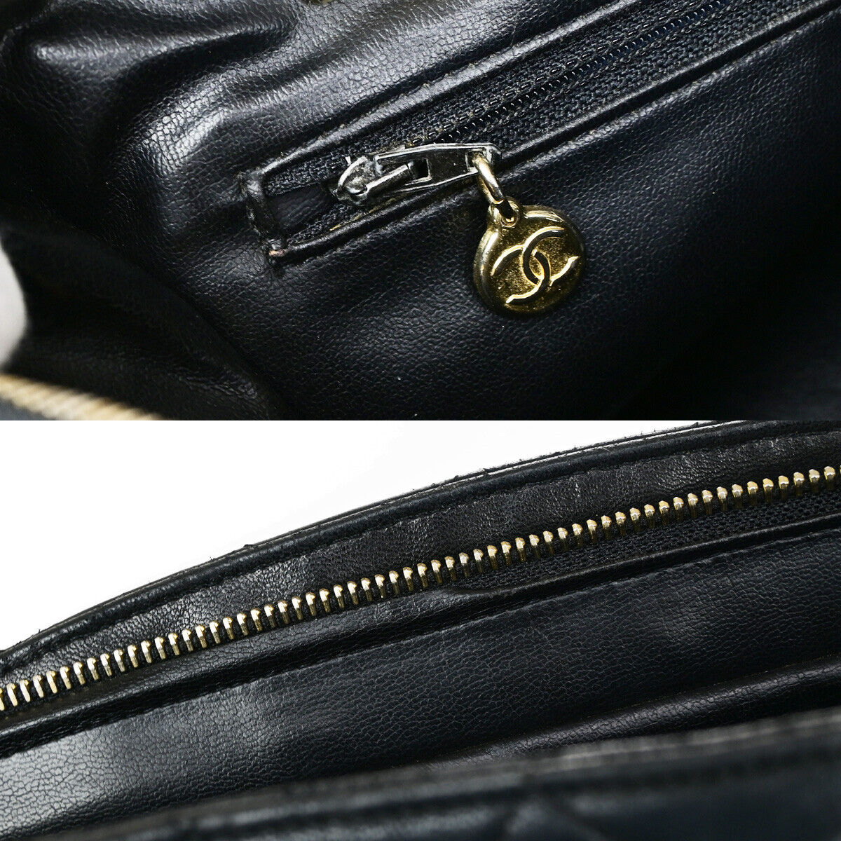 CHANEL CC Logo Matelasse Chain Shoulder Tote Bag Leather Black GHW 10YF901