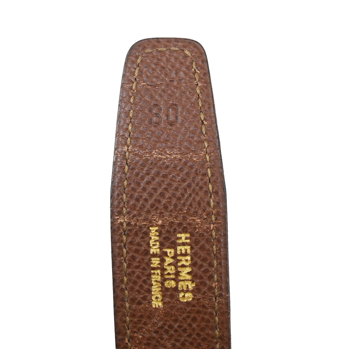 HERMES H Logo Constance Reversible Buckle Belt #80 Leather Blue Brown 65YG455