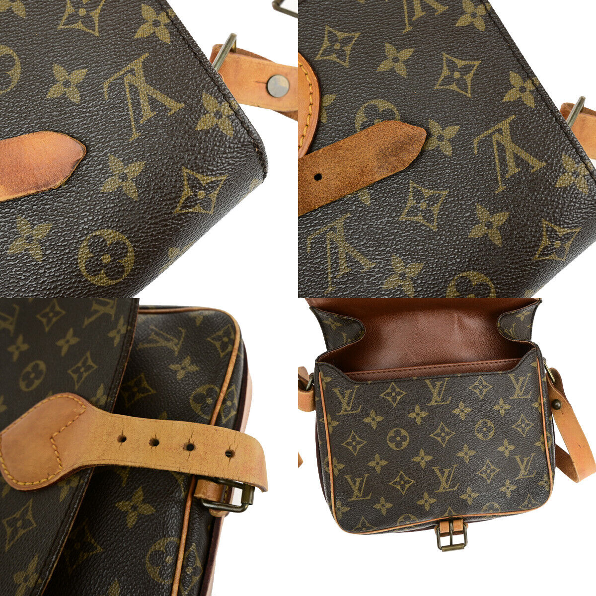 LOUIS VUITTON Cartouchiere MM Shoulder Bag Monogram Leather Brown M51253 32YF045
