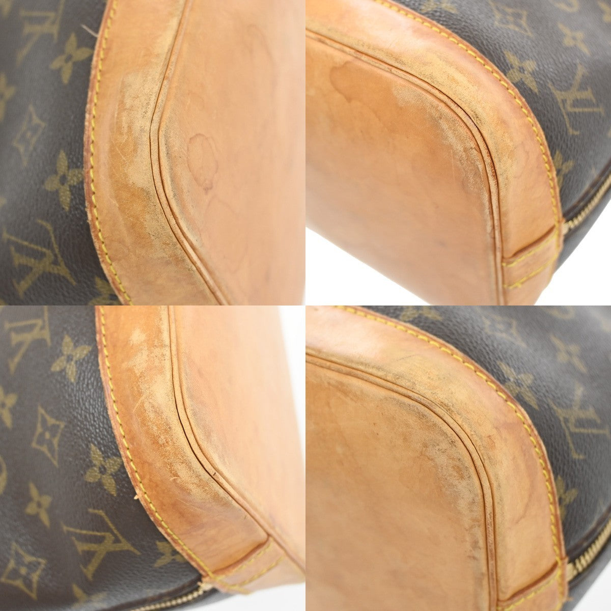 LOUIS VUITTON LV Logo Alma Hand Bag Monogram Leather Brown France M51130 87YJ204