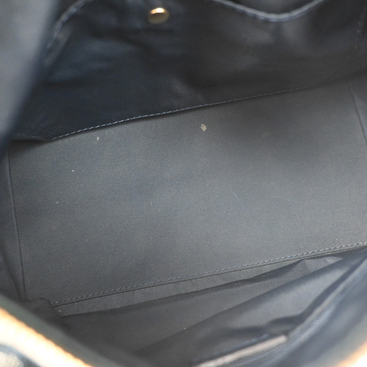 CHRISTIAN DIOR Logo Trotter Pattern Hand Bag Canvas Leather Navy Blue 93YH969