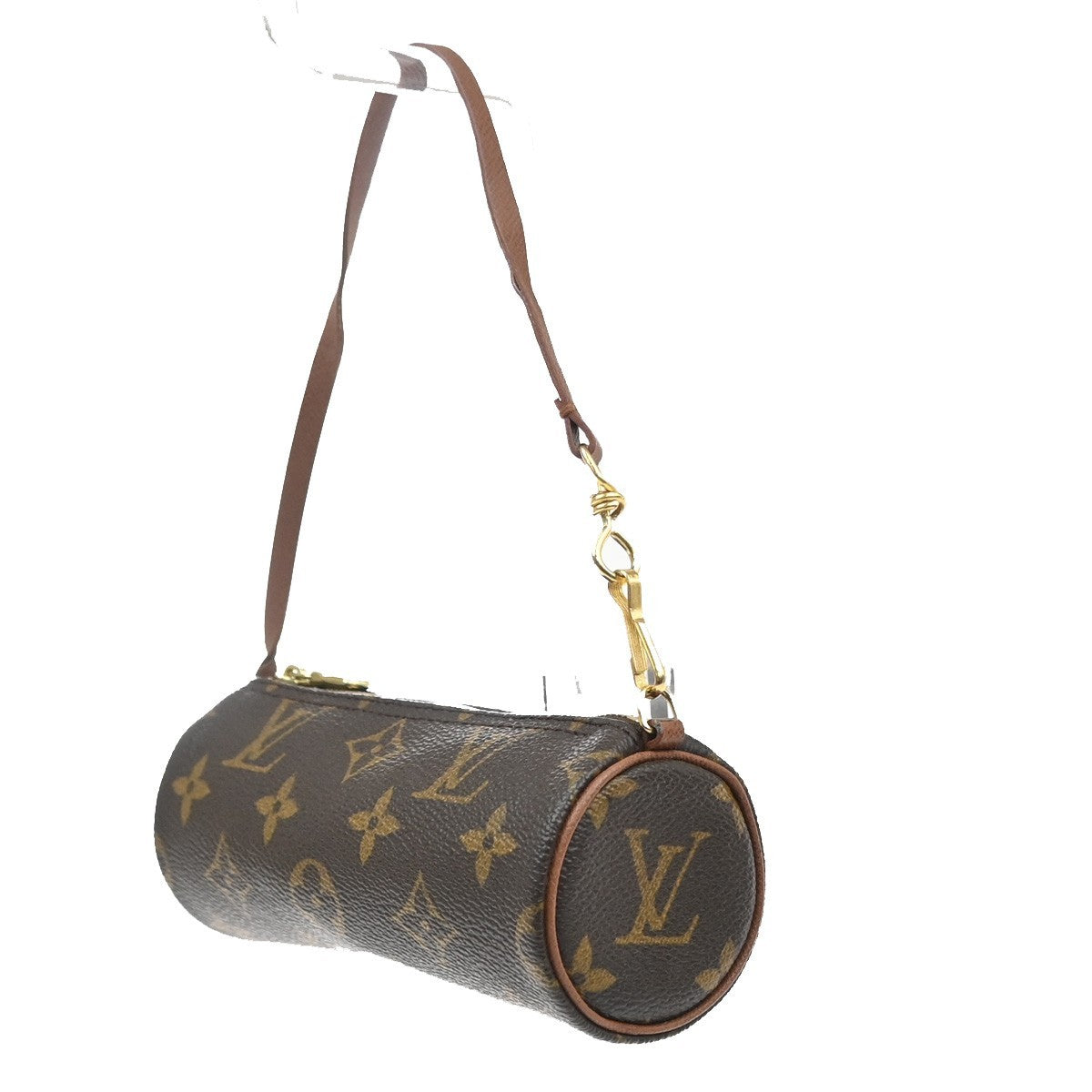 LOUIS VUITTON LV Papillon Pouch Bag Monogram Leather Brown France 38MA591