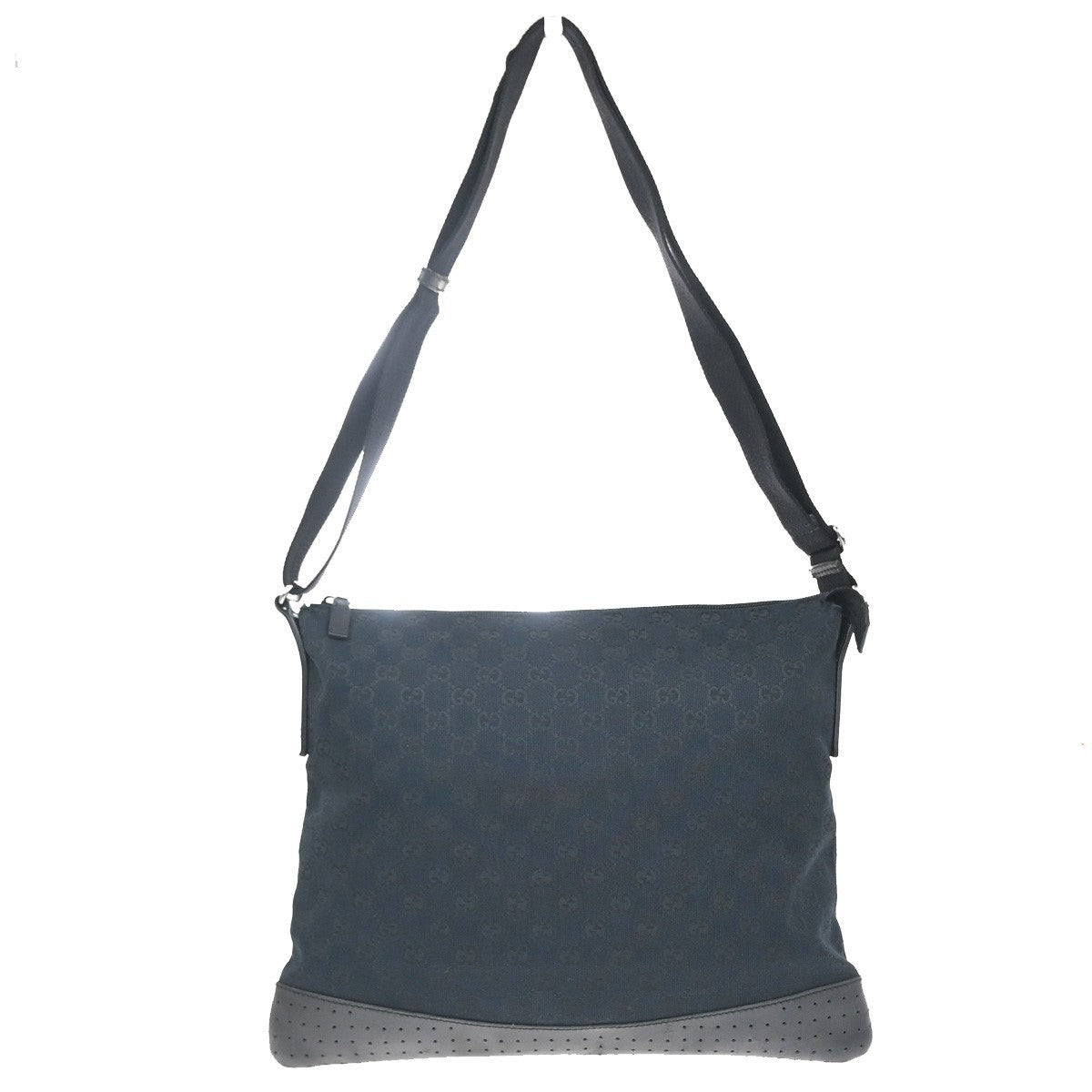 GUCCI Logo GG Pattern Shoulder Hand Bag Canvas Leather Black SHW Italy 87KC711