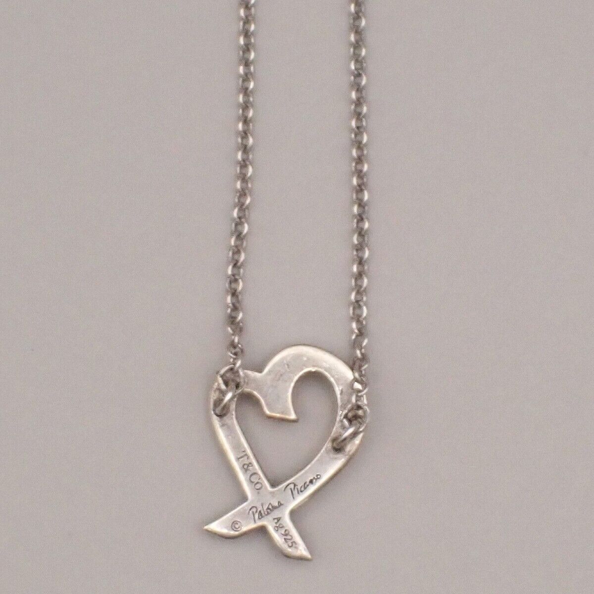 TIFFANY & CO. Loving Heart Chain Necklace Paloma Picass Silver Ag 925 01YF223