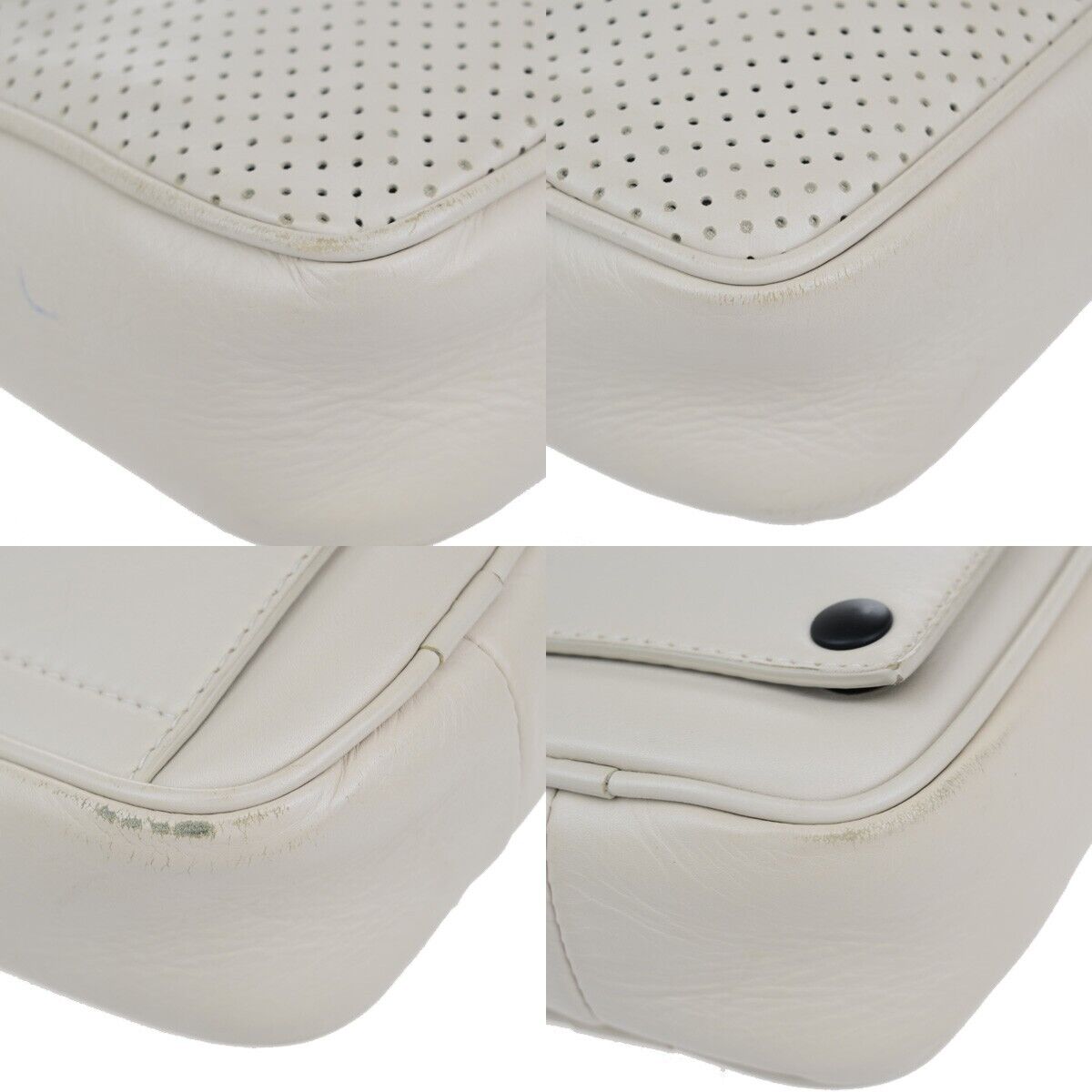 BOTTEGA VENETA Logo Mini Shoulder Bag Leather White Made in Italy 83EC630