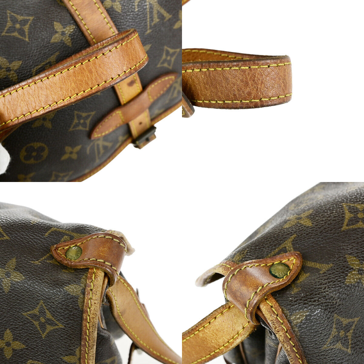 LOUIS VUITTON Logo Saumur 30 Shoulder Bag Monogram Leather Brown M42256 30YG704