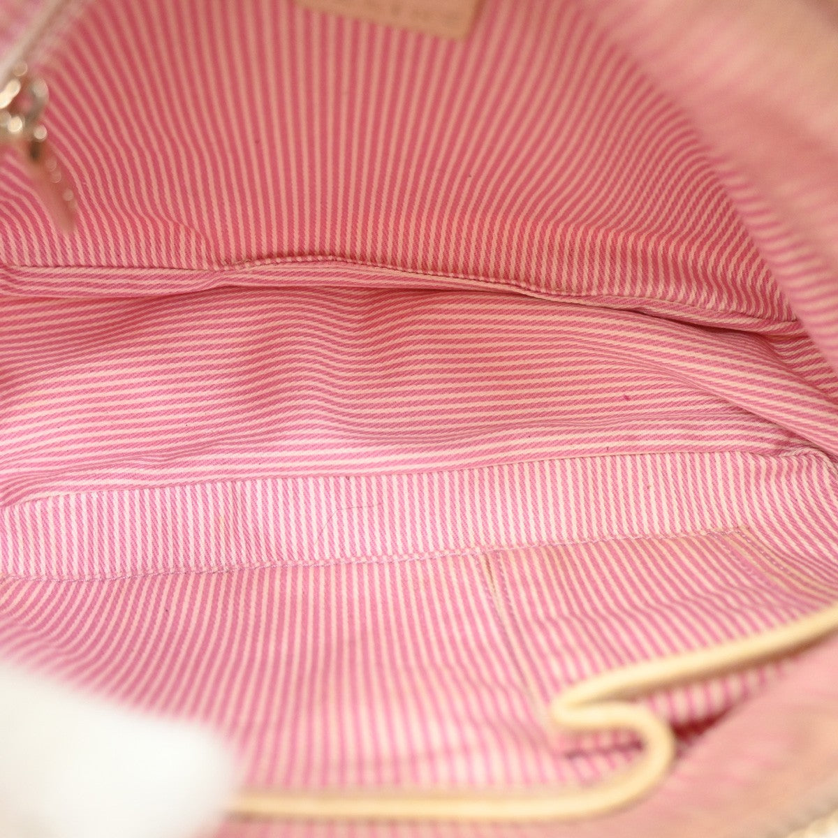 CELINE Logo C Macadam Shoulder Bag Canvas Leather Beige Pink GHW 63ZA180