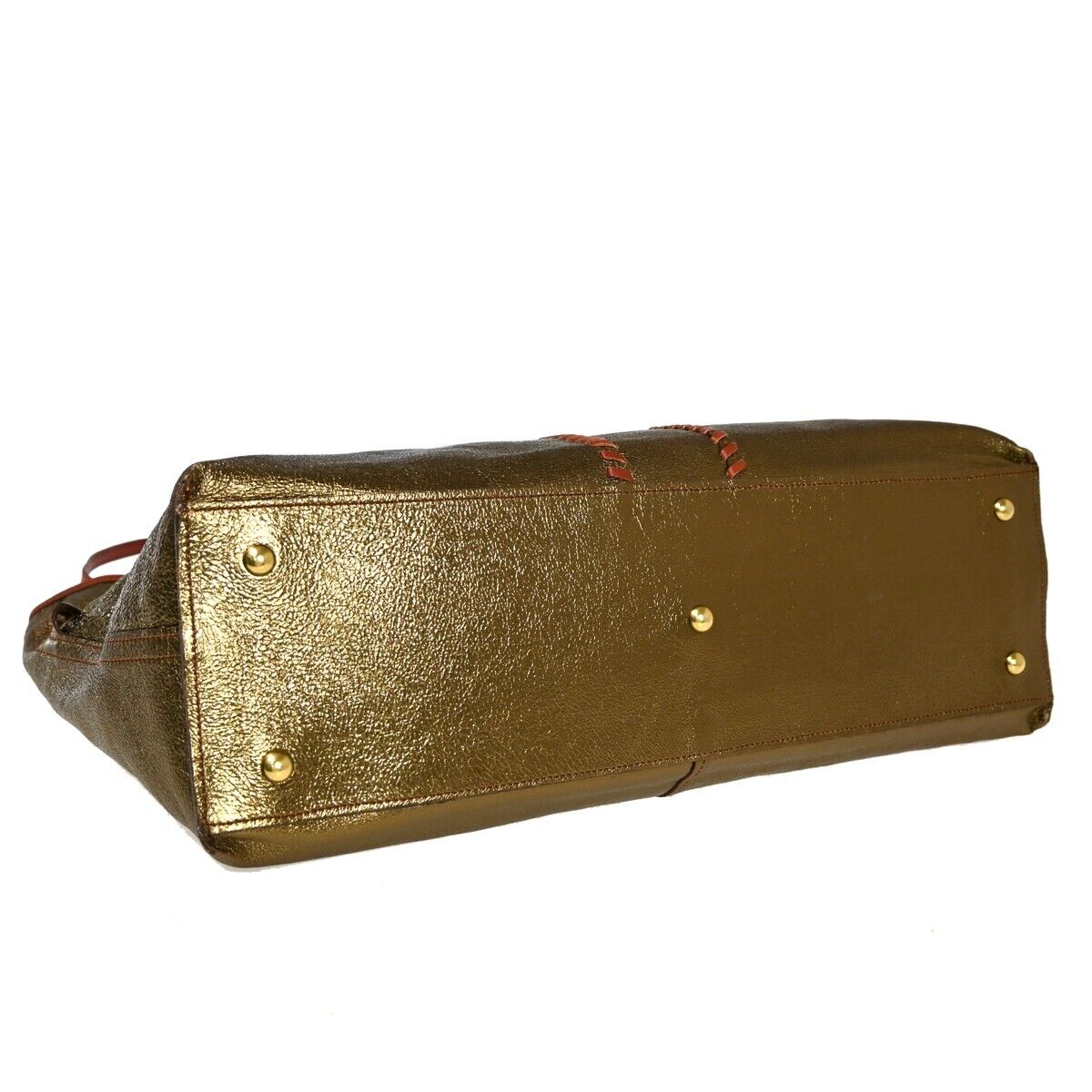 YVES SAINT LAURENT Neo Double Reversible Shoulder Bag Leather Red Gold 33EA097