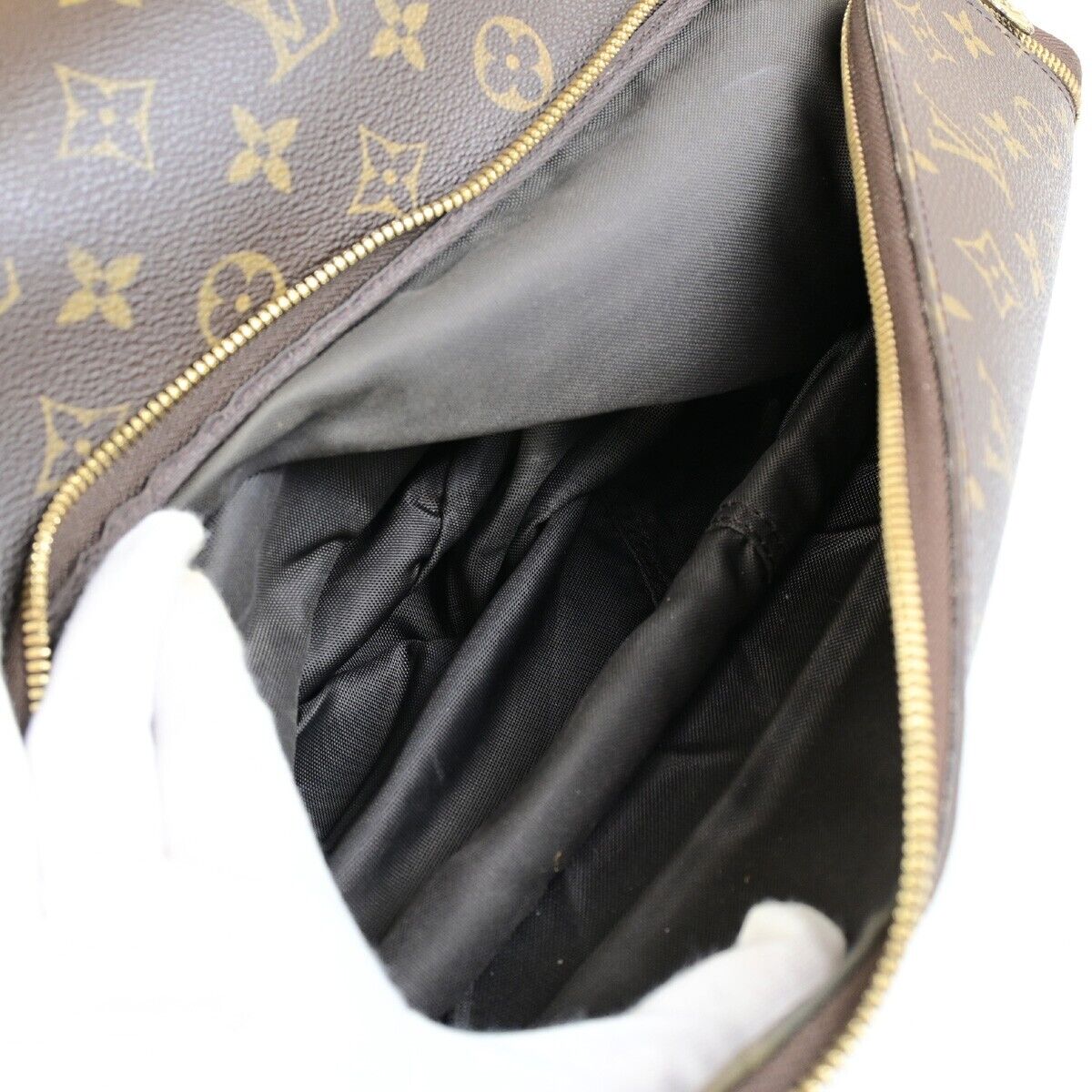LOUIS VUITTON LV Logo Evasion Hand Bag Monogram Leather Brown M41443 67FB309