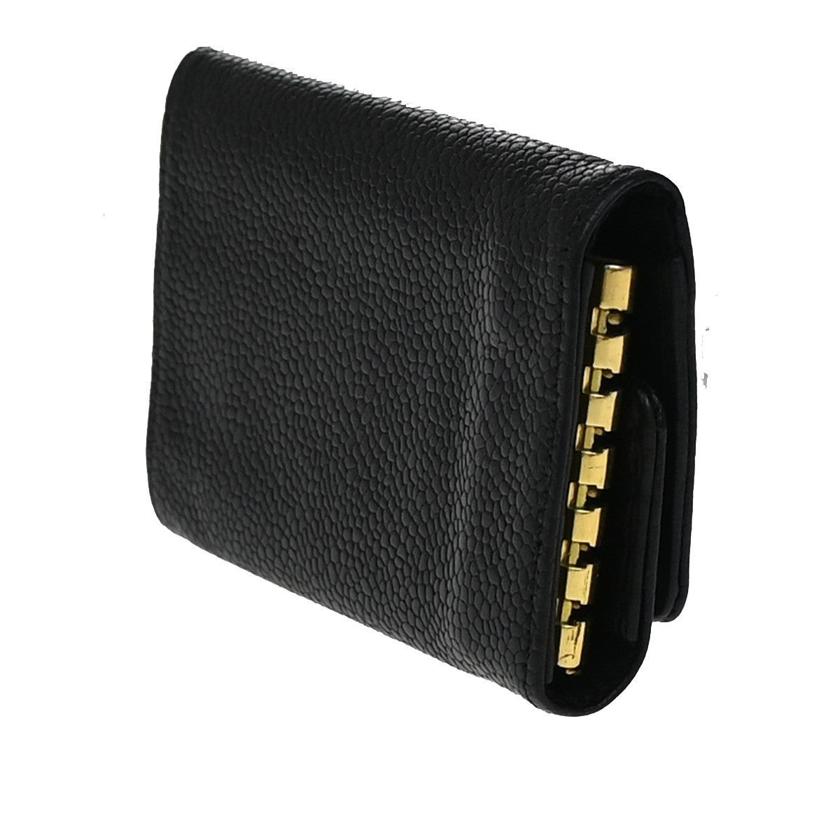 CHANEL 6 Hooks Key Case Bifold Grained Calfskin Leather Black Vintage 62RF466